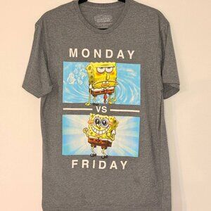 SpongBob SquarePants Monday vs Friday Mens Funny Meme Shirt Size M